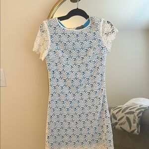 Vince Camino White Lace Dress with Blue Lining